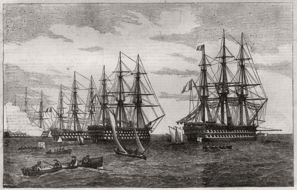 Baltic fleet off Kronstadt. Orion Du Quesne Royal George Tourville. Russia 1855